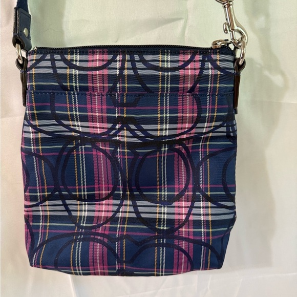 Plaid Crossbody Bag - Navy and Pink - Picture 3 of 5